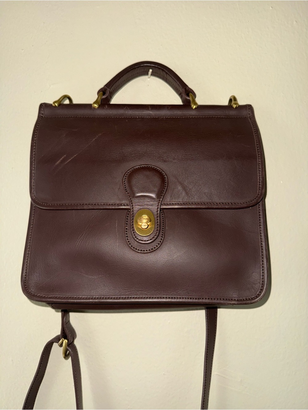 Coach Dark Brown Leather Turn-Lock Briefcase